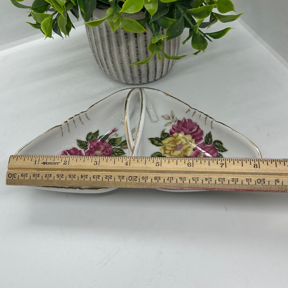 Floral Ceramic Dish with Gold Accent - Picture 12 of 14